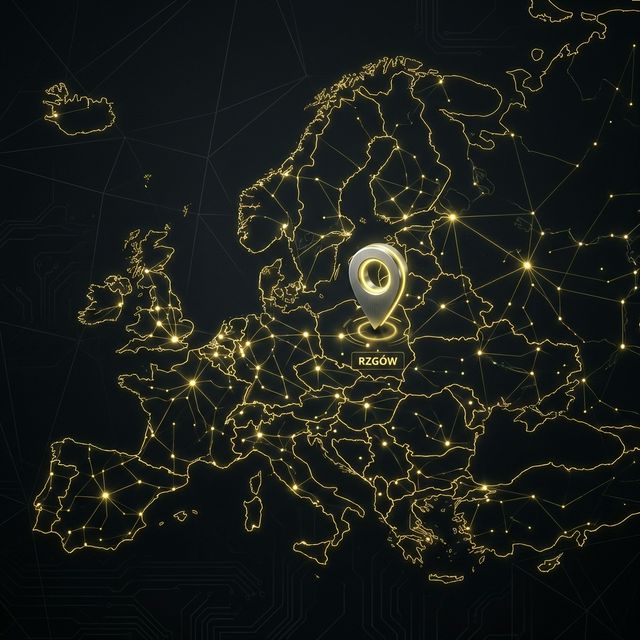 Map of Europe with Rzgów